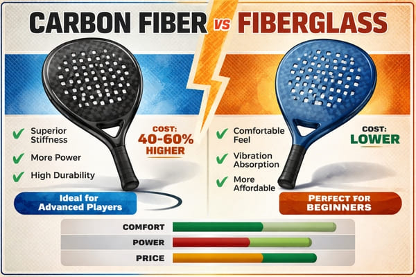 Padel Racket Materials Explained: Carbon Fiber vs Fiberglass