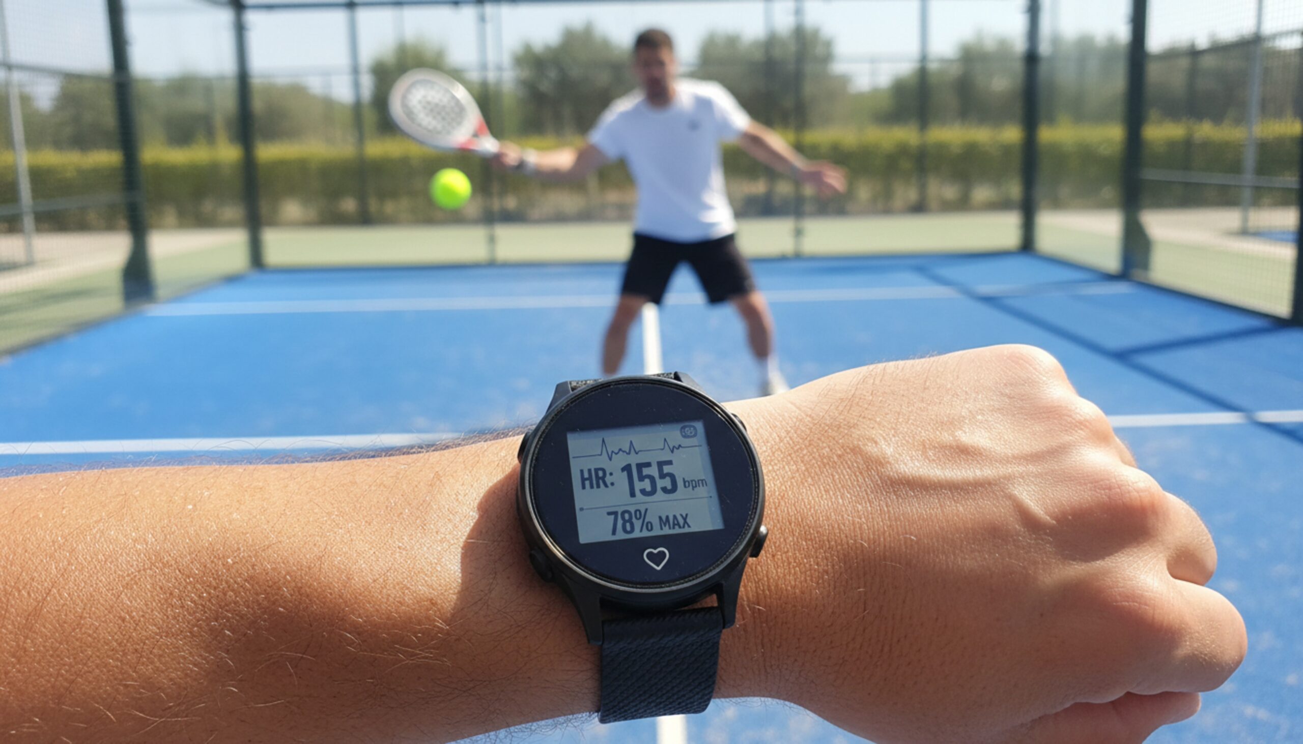 Heart rate monitor during padel game