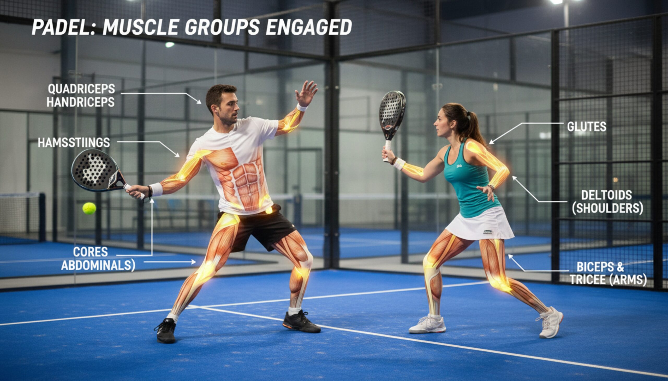 Muscle groups used in padel
