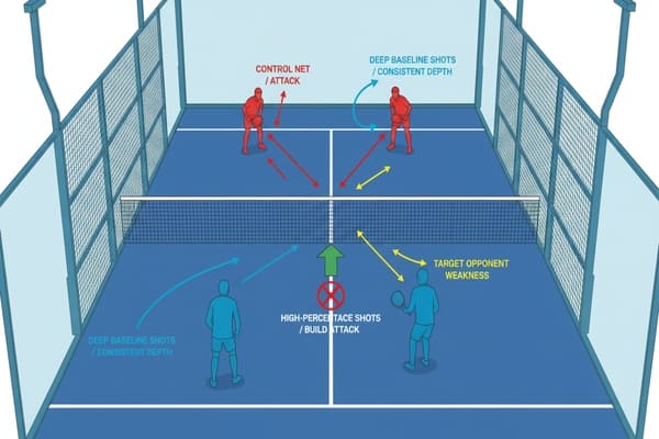 Basic strategic positioning in padel Padel court strategy positions