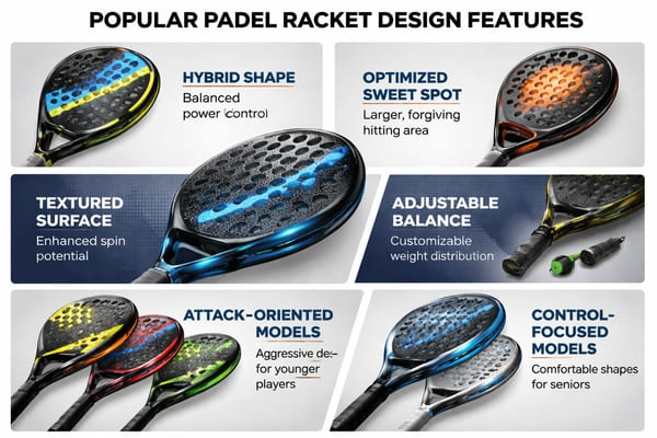 2026 padel racket shape and design trends Popular racket design features
