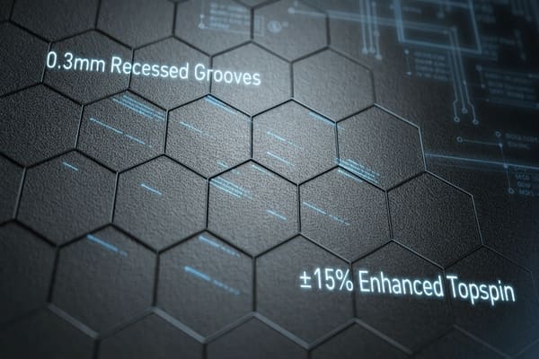 Close-up of padel racket surface with technical details