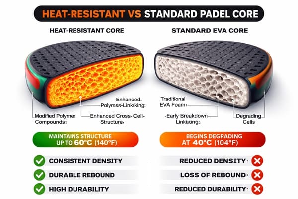 Microscopic structure difference between core types cross-section comparison of heat-resistant vs standard padel core