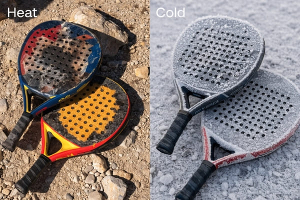 alt text: padel racket temperature damage protection storage guide heat cold