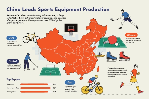 China sports equipment manufacturing factory production line