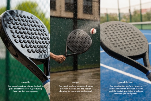 padel racket surface technology smooth rough sandblasted