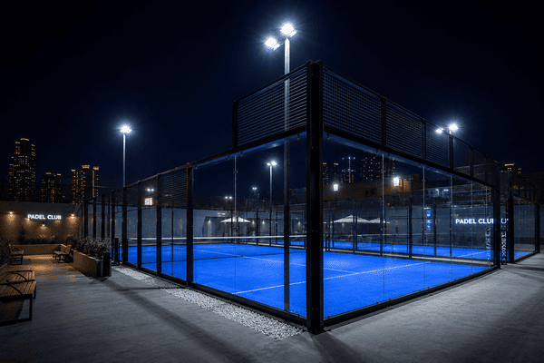 padel court LED lighting lux standard drainage system design